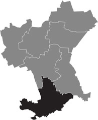 Black flat blank highlighted location map of the ORTSCHAFT SÜD MUNICIPALITY inside gray administrative map of Salzgitter, Germany