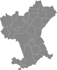 Gray flat blank vector administrative map of SALZGITTER, GERMANY with black border lines of its districts