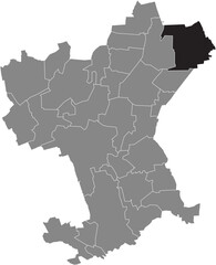 Black flat blank highlighted location map of the THIEDE DISTRICT inside gray administrative map of Salzgitter, Germany