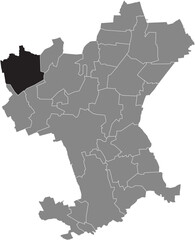 Black flat blank highlighted location map of the LESSE DISTRICT inside gray administrative map of Salzgitter, Germany