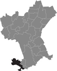 Black flat blank highlighted location map of the RINGELHEIM DISTRICT inside gray administrative map of Salzgitter, Germany