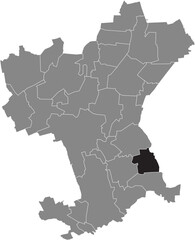 Black flat blank highlighted location map of the FLACHSTÖCKHEIM DISTRICT inside gray administrative map of Salzgitter, Germany