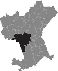 Black flat blank highlighted location map of the GEBHARDSHAGEN DISTRICT inside gray administrative map of Salzgitter, Germany