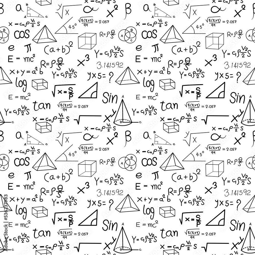 Wall mural math formula and physics , math formula and physics vector, white background, hand drawn line math f