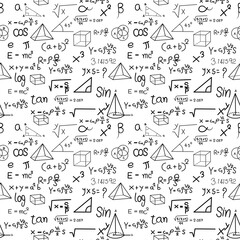 math formula and physics , math formula and physics vector, white background, hand drawn line math formula and physics formula, seamless pattern symbol - obrazy, fototapety, plakaty