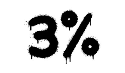 Spray Painted Graffiti 3 percent Sprayed isolated with a white background. graffiti 3 percent icon with over spray in black over white. Vector illustration.