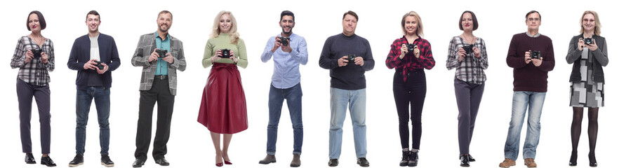Obraz premium collage of professional photographers in full length isolated