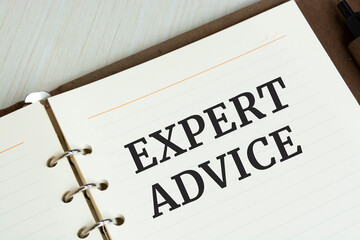 Expert advice text concept write on notebook