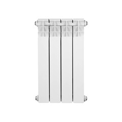 Modern aluminum radiator for heating. Closeup. Isolated on a white background