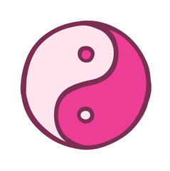 太極図、陰陽、フリーハンド、赤、ピンク