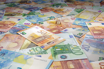 euro money background of banknotes European currency backgrounds of euros