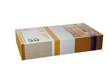 stack of bundles of 50 euro notes background piles of 50 euros banknotes fifty euros