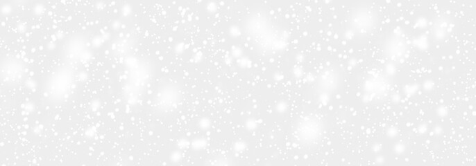 Naklejka na ściany i meble Abstract snowfall in heaven. Falling white snow winter on light grey sky background. Pastel soft color