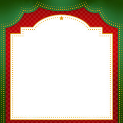昔の劇場風フレーム・背景素材／赤×緑（正方形）

