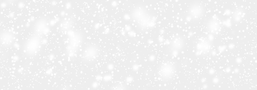 Abstract snowfall in heaven. Falling white snow winter on light grey sky background. Pastel soft color