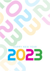 Happy New 2023 Year! 2023 typography logo design concept. Happy new year 2023 logo design. Minimalistic trendy backgrounds for branding, banner, cover, card