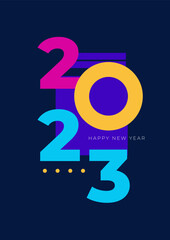 Happy New 2023 Year! 2023 typography logo design concept. Happy new year 2023 logo design. Minimalistic trendy backgrounds for branding, banner, cover, card