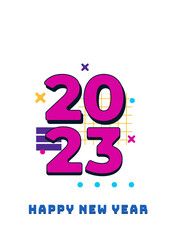 Happy New 2023 Year! 2023 typography logo design concept. Happy new year 2023 logo design. Minimalistic trendy backgrounds for branding, banner, cover, card