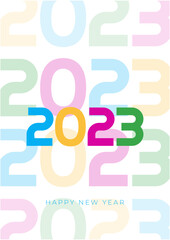 Happy New 2023 Year! 2023 typography logo design concept. Happy new year 2023 logo design. Minimalistic trendy backgrounds for branding, banner, cover, card