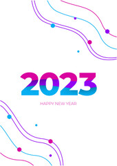 Happy New 2023 Year! 2023 typography logo design concept. Happy new year 2023 logo design. Minimalistic trendy backgrounds for branding, banner, cover, card