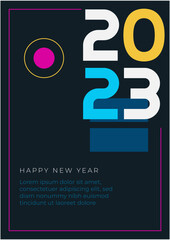 Happy New 2023 Year! 2023 typography logo design concept. Happy new year 2023 logo design. Minimalistic trendy backgrounds for branding, banner, cover, card