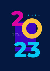 Happy New 2023 Year! 2023 typography logo design concept. Happy new year 2023 logo design. Minimalistic trendy backgrounds for branding, banner, cover, card