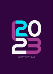 Creative concept of 2023 Happy New Year posters. Design templates with typography logo 2023 for celebration and season decoration. Minimalistic trendy backgrounds for branding, banner, cover, card