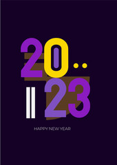 Creative concept of 2023 Happy New Year posters. Design templates with typography logo 2023 for celebration and season decoration. Minimalistic trendy backgrounds for branding, banner, cover, card