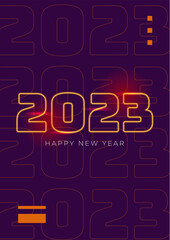 Creative concept of 2023 Happy New Year posters. Design templates with typography logo 2023 for celebration and season decoration. Minimalistic trendy backgrounds for branding, banner, cover, card