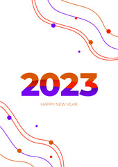 Creative concept of 2023 Happy New Year posters. Design templates with typography logo 2023 for celebration and season decoration. Minimalistic trendy backgrounds for branding, banner, cover, card