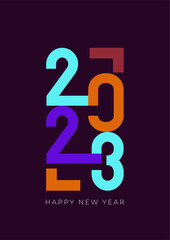 Creative concept of 2023 Happy New Year posters. Design templates with typography logo 2023 for celebration and season decoration. Minimalistic trendy backgrounds for branding, banner, cover, card