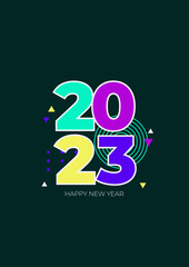 Happy New Year 2023 Greetings colorful poster design template