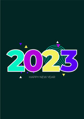 Happy New Year 2023 Greetings colorful poster design template