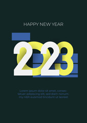 Happy New Year 2023 Greetings colorful poster design template
