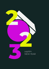 Happy New Year 2023 Greetings colorful poster design template