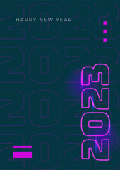 Happy New Year 2023 Greetings colorful poster design template