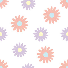 Fototapeta na wymiar Seamless pattern with cute chamomiles. Vector illustration