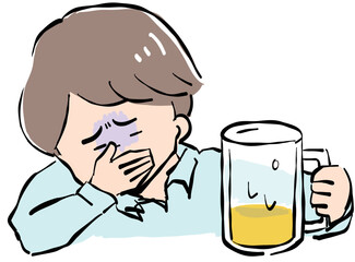 お酒を飲みすぎて吐きそうな男性