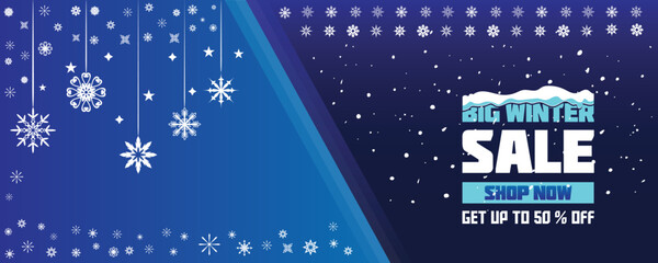 Winter sale design banner. Christmas, new year, shopping promotion. Vector illustration.