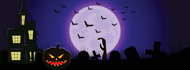 Gradient flat halloween social media cover template design.