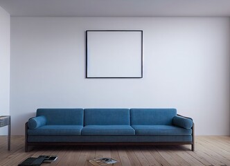 Sofa in a white room with minimal decoration