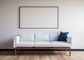 Sofa in a white room with minimal decoration