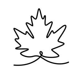 continuous one line illustration of maple autumn tree leaf in minimal design