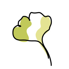 continuous one line illustration of ginkgo autumn fall tree leaf in minimal design with color
