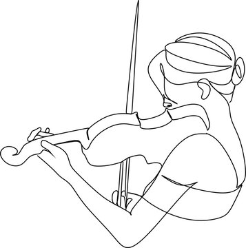 Silhouette of a beautiful woman playing the violin in continuous modern style. Violinist girl, slender. Aesthetic decor sketches, posters, stickers, logo. set of vector illustrations.