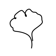 continuous one line illustration of ginkgo autumn tree leaf in png minimal design decoration 