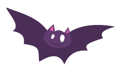 flying bat. cute cartoon character. animal concept, halloween, horror, etc. flat vector illustration