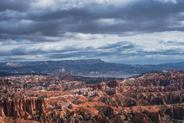 Dramatic clouds over rock formation in Bryce Canyon National Park, Utah