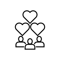 Community line icon with people and hearts