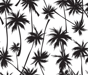 Fototapeta na wymiar Tropical patterns in Palm Tree, Tropical background seamless pattern of imitation of watercolor palms. Botanical vector wallpaper, 